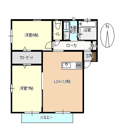 BELL SL C(2DK/2階)の間取り写真