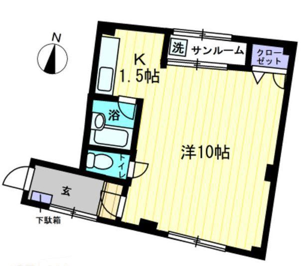 宮脇第15マンション(1K/2階)の間取り写真