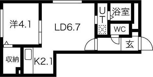 アモール円山(1LDK/1階)の間取り写真
