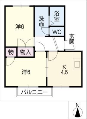 フレグランス平針(2K/1階)の間取り写真