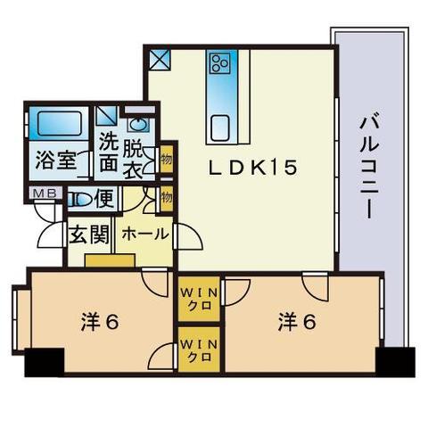 アスティオン大濠オプシス(2LDK/4階)の間取り写真