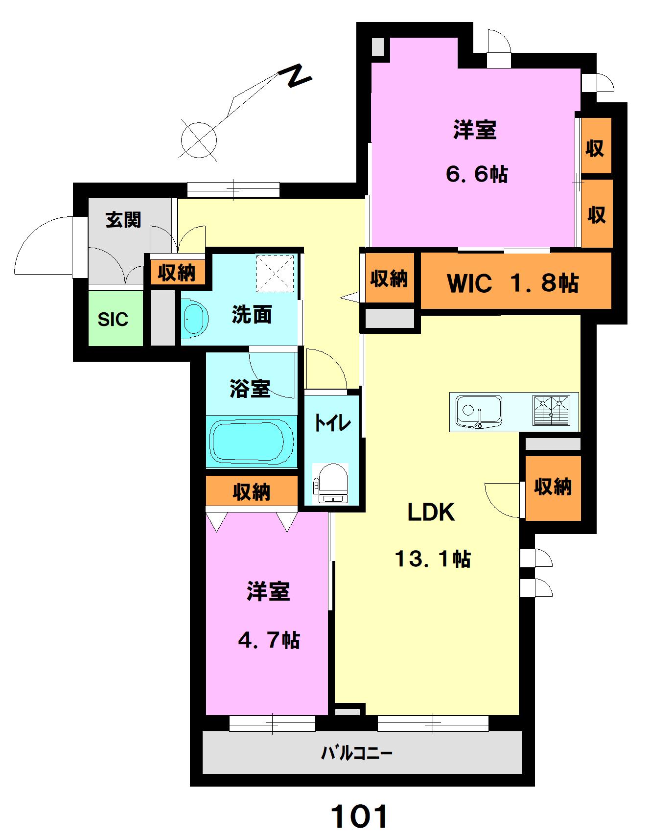 けやきテラス(2LDK/1階)の間取り写真