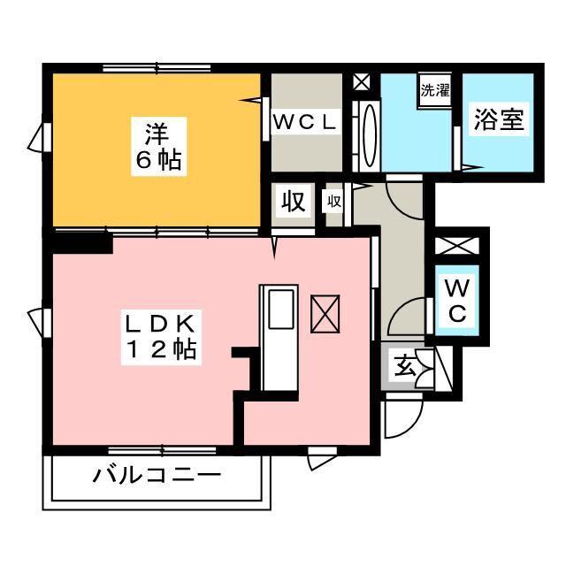 ラッキーベル B棟(1LDK/1階)の間取り写真