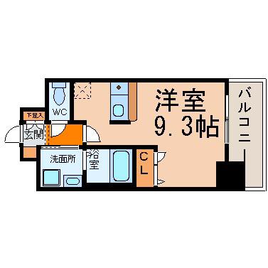 ライジングコート名古屋駅南(ワンルーム/2階)の間取り写真