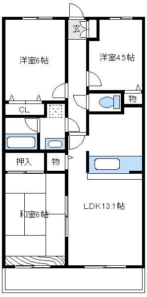 フォレストパーク相模原(3LDK/3階)の間取り写真
