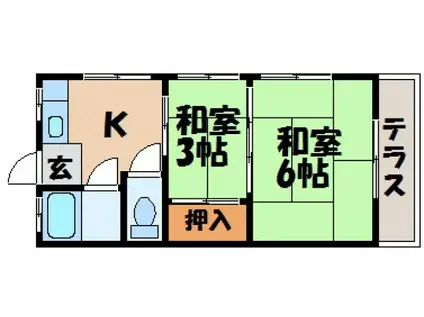 北森アパート(2K/1階)の間取り写真