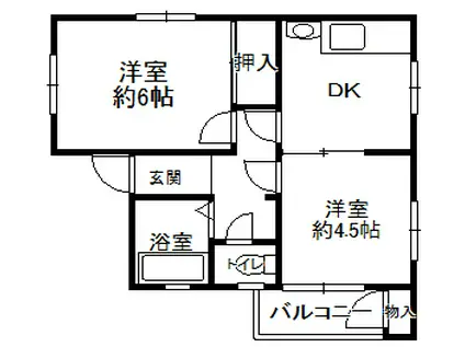 帝塚山マンション(1LDK/4階)の間取り写真