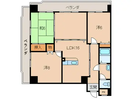 インペリアル和歌浦(3LDK/3階)の間取り写真