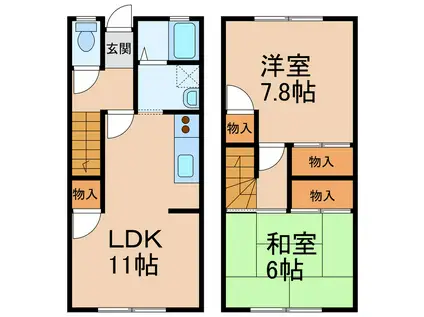 リザーブハイツ谷口(2LDK/1階)の間取り写真