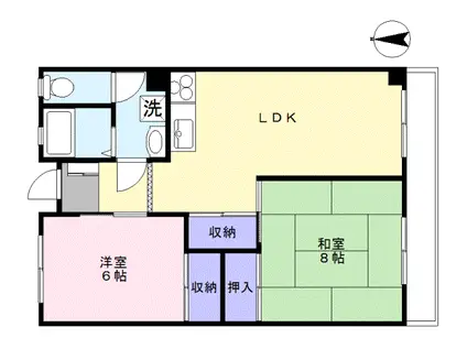 矢剣マンション(2LDK/4階)の間取り写真