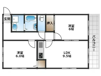 エトワール(2LDK/1階)の間取り写真