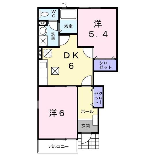 白蔵IIB(2DK/1階)の間取り写真