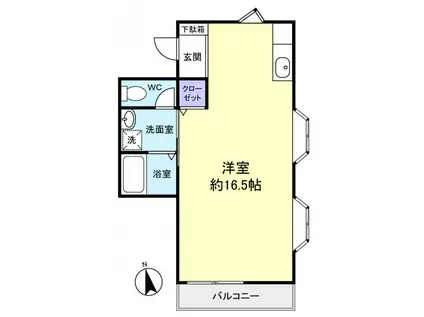 染井野6-16-7アパート(ワンルーム/2階)の間取り写真