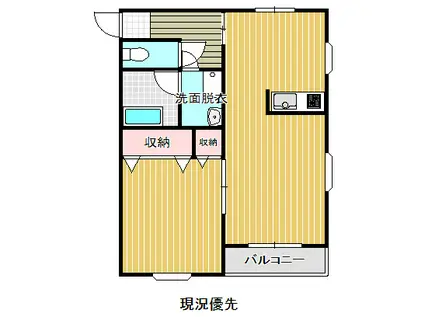 プラザわかみやI(1LDK/1階)の間取り写真