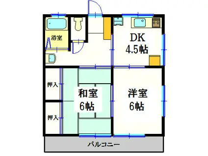 コーポ平塚(2DK/2階)の間取り写真