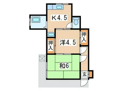 美昭コーポ(2K/1階)の間取り写真