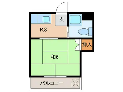 北川ハイツ(1K/4階)の間取り写真