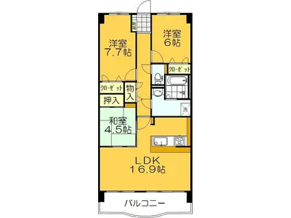 サントノーレ高松中央弐番館(3LDK/4階)の間取り写真