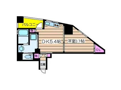 オリエンタル南堀江(1DK/2階)の間取り写真