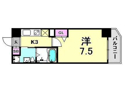 アドバンス神戸プラージュ(1K/9階)の間取り写真