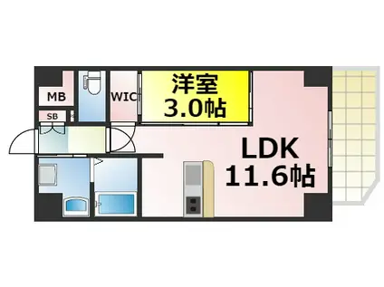 ラ・ピシーヌ南堀江(1LDK/9階)の間取り写真