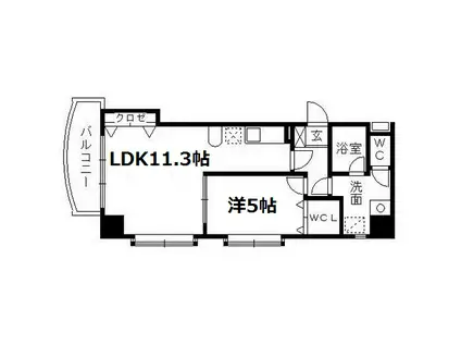 ローレルコート田町(1LDK/4階)の間取り写真