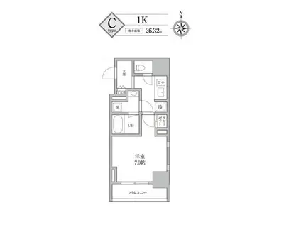 KDXレジデンス神田(1K/2階)の間取り写真