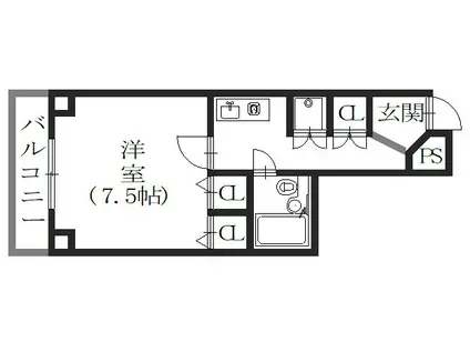ルモン紫野(1K/6階)の間取り写真