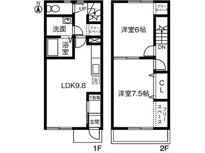 MAISONETTE松坂B(2LDK/1階)の間取り写真