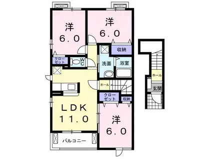 サンシャインコートA(3LDK/2階)の間取り写真