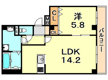 SORATOUMI海岸通(1LDK/2階)の間取り写真