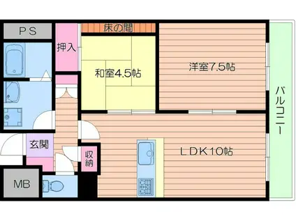 ぷりんすマンション(2LDK/7階)の間取り写真