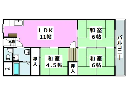 ローレルハイツ茨木総持寺2号棟(3LDK/9階)の間取り写真