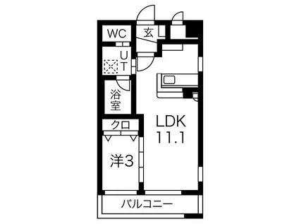 アルファパル大喜新町(1LDK/6階)の間取り写真