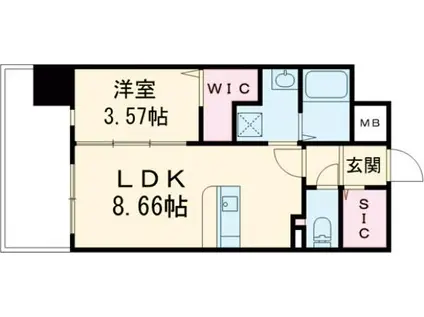 リファレンス六本松(1LDK/6階)の間取り写真