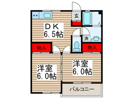 マンション田島(2DK/3階)の間取り写真
