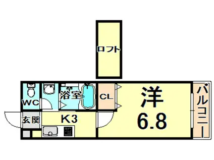 グランドネイジュ東園田(1K/2階)の間取り写真