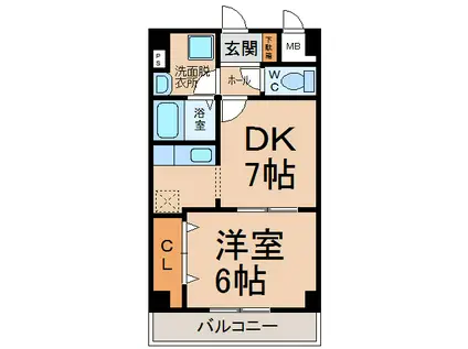 ライラック ウインド(1DK/5階)の間取り写真