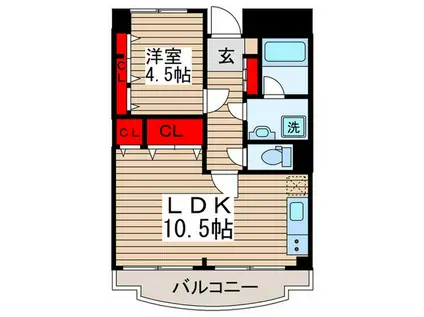高砂スカイマンション(1LDK/4階)の間取り写真