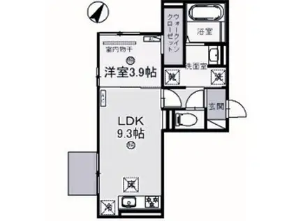 アンベリール(1LDK/2階)の間取り写真