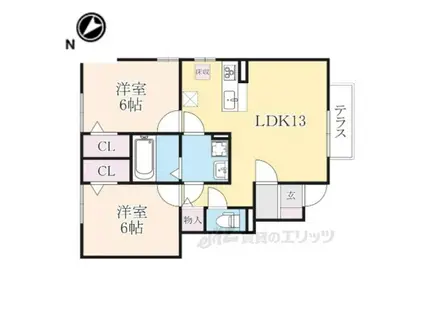 ボンヌ・シャンスUN(2LDK/1階)の間取り写真