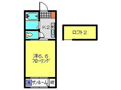 ウィステリア(1K/1階)の間取り写真