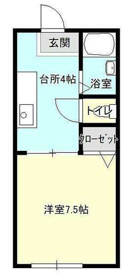 エクセルコートK(1K/1階)の間取り写真