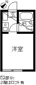 ジョイフル三ツ沢B棟(ワンルーム/1階)の間取り写真