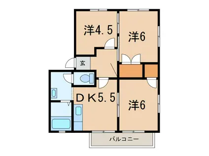 フォレストヴィラB(3DK/2階)の間取り写真