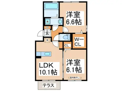 アビテボナール(2LDK/1階)の間取り写真