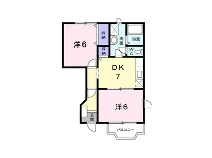エヴァーグリーン秋葉裏A(2DK/1階)の間取り写真