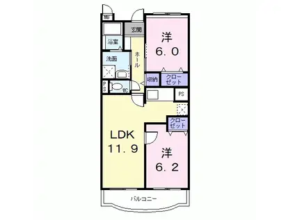 エスペランサ(2LDK/1階)の間取り写真