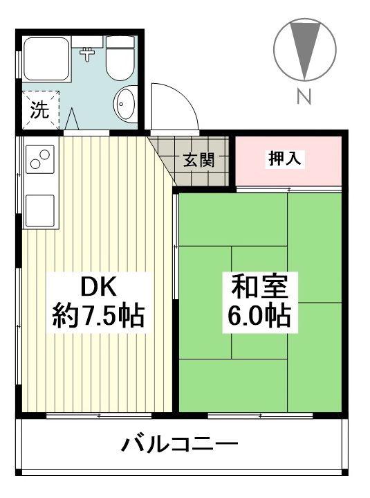 江ノ島シーサイドマンション(1DK/3階)の間取り写真