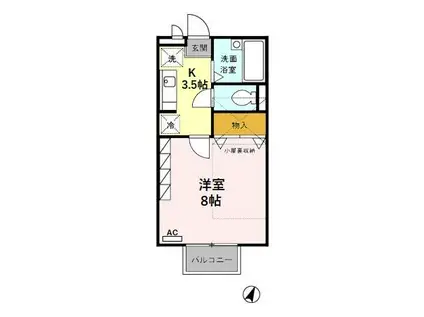 メルベーユ2001(1K/2階)の間取り写真